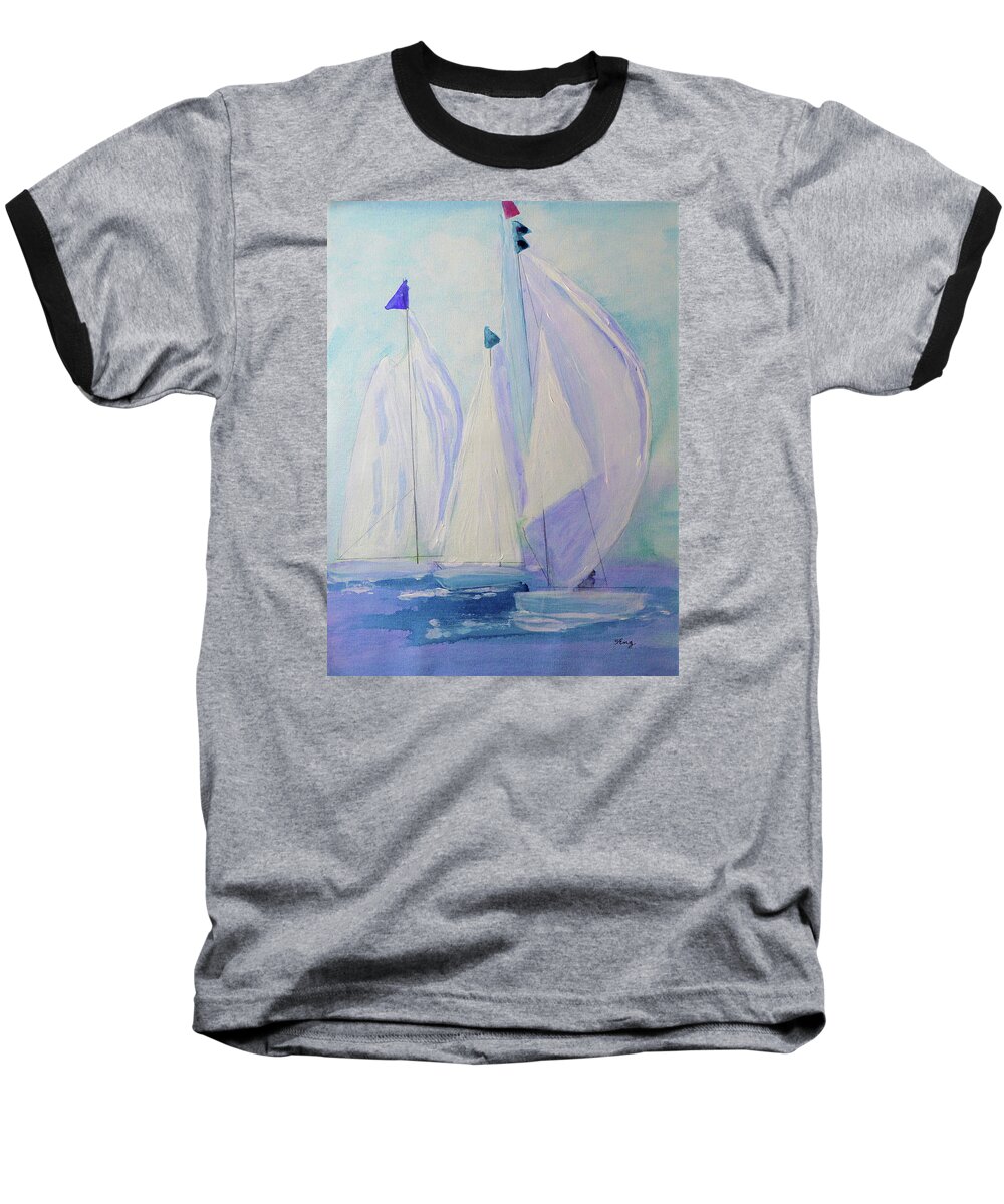 Abstract Baseball T-Shirt featuring the painting Race Day by Sharon Williams Eng