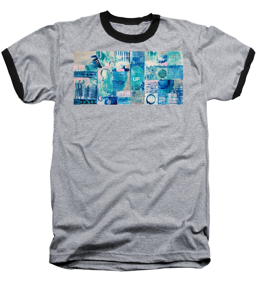 Abstract Baseball T-Shirt featuring the painting Reach Up on Tip-Toe by Jean Clarke