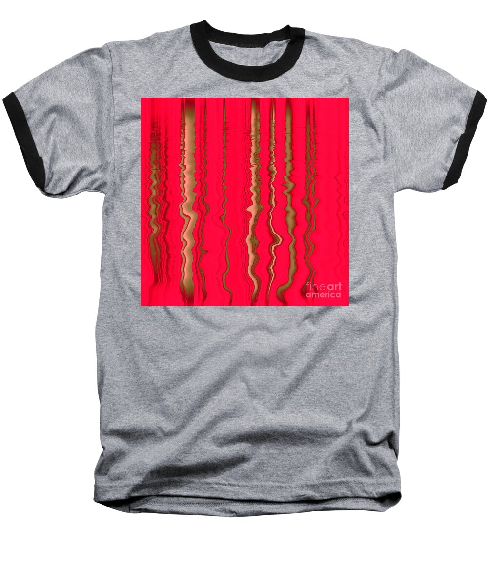 500 Views Baseball T-Shirt featuring the photograph Red and Gold Fluid by Jenny Revitz Soper
