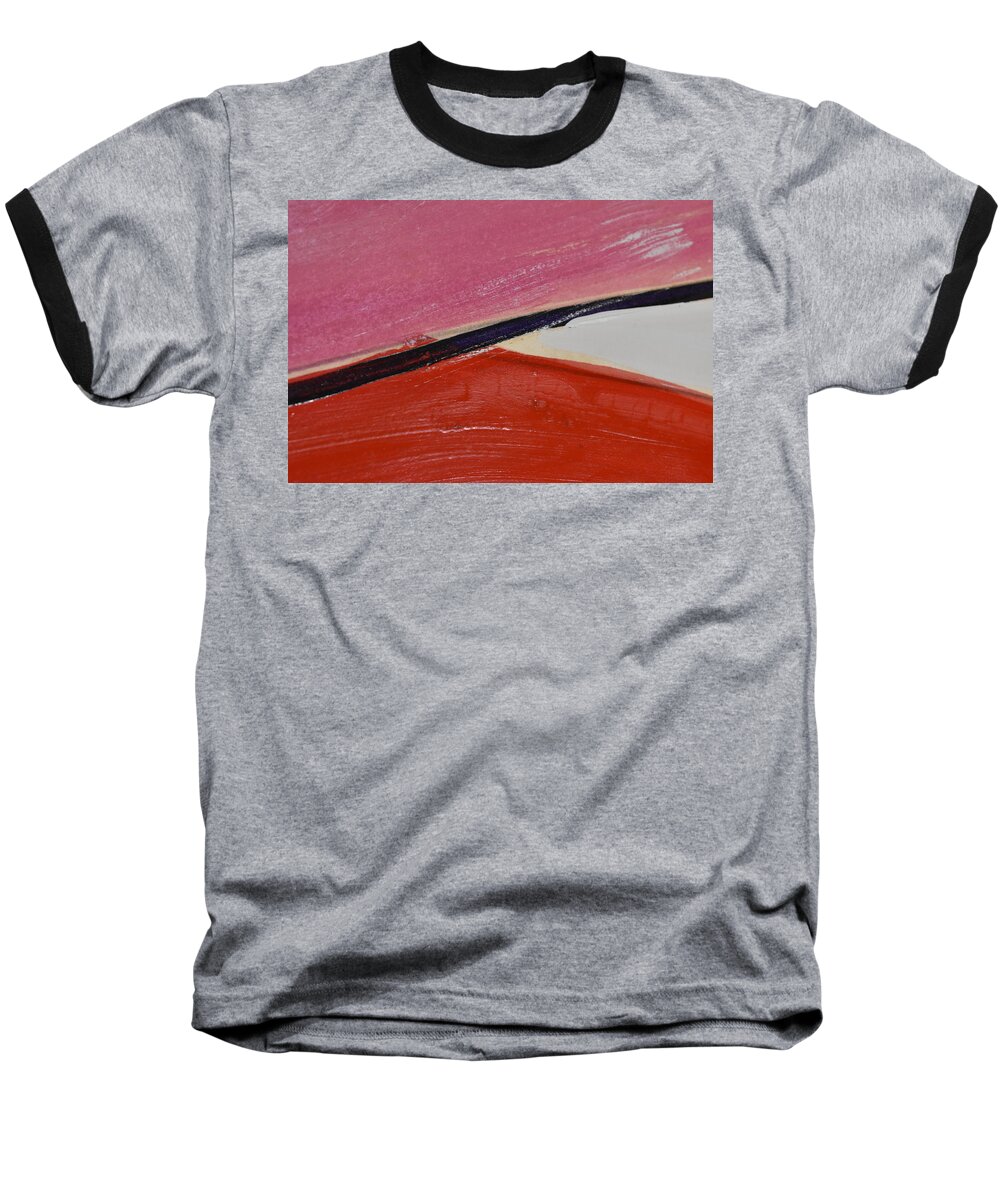 Abstract Baseball T-Shirt featuring the painting Red and Pink by Dick Sauer