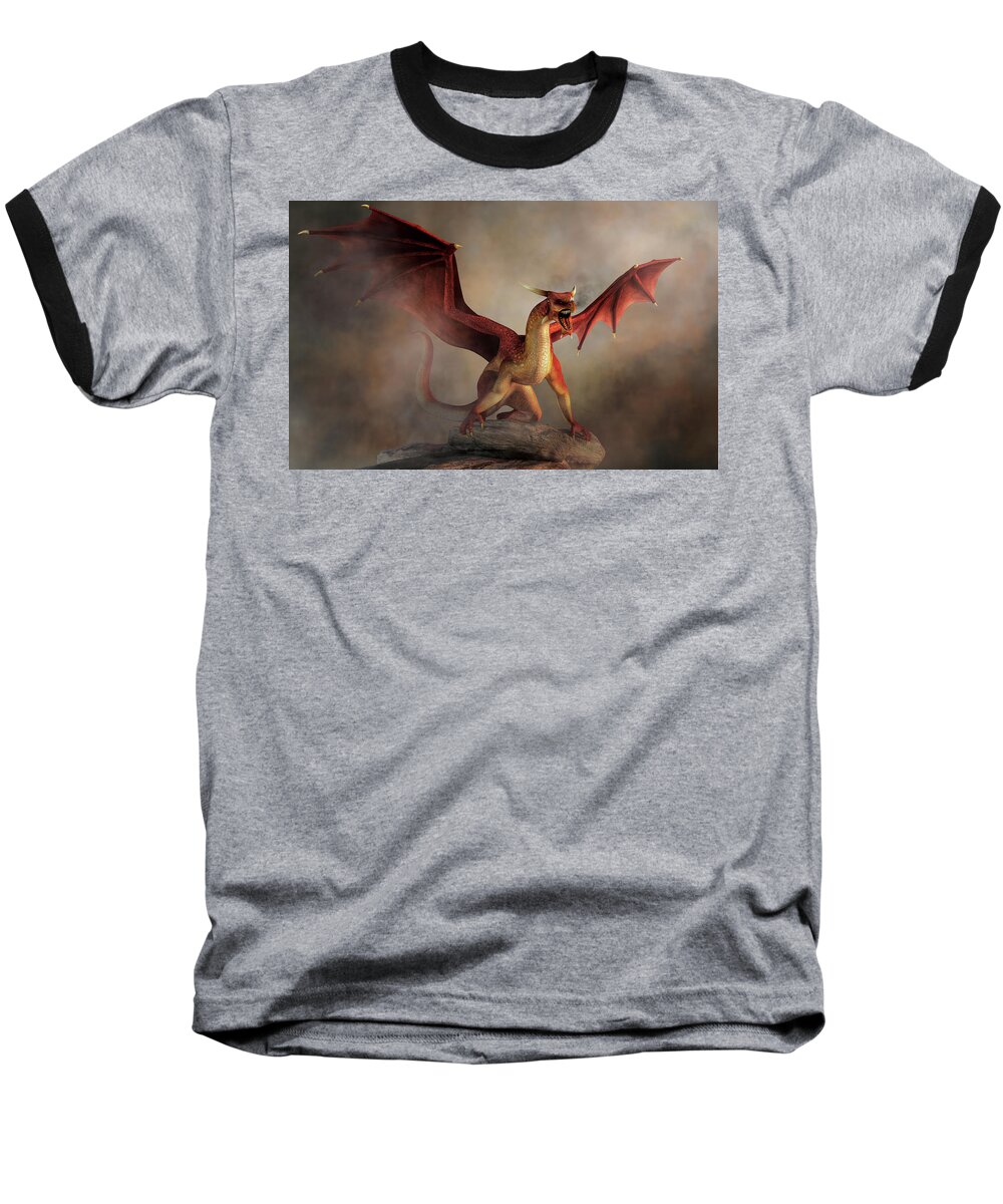 Dragon Baseball T-Shirt featuring the digital art Red Dragon by Daniel Eskridge