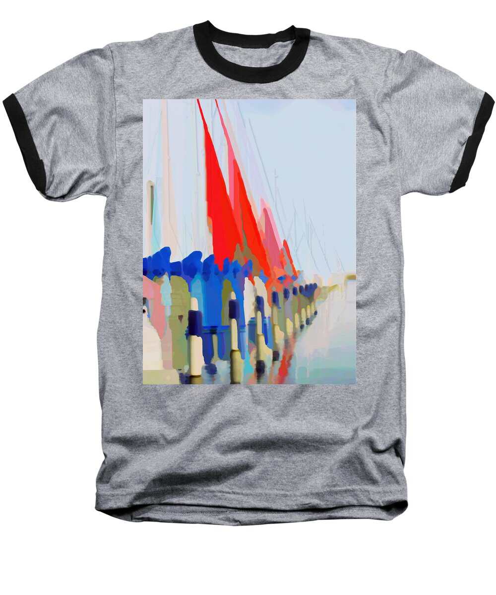 Sail Boats Baseball T-Shirt featuring the photograph Red Sails in the Sunset by Luc Van de Steeg