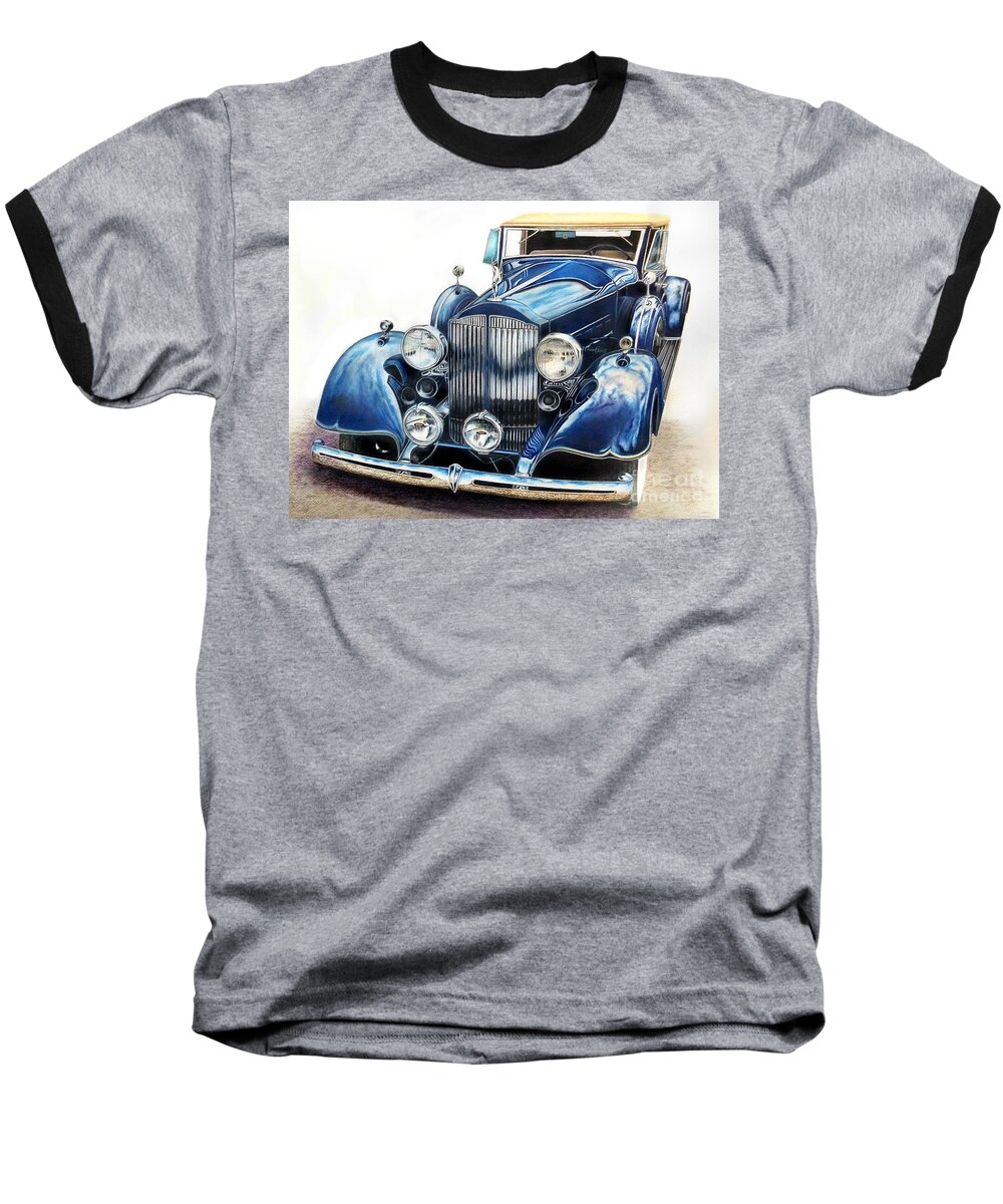 Car Baseball T-Shirt featuring the drawing Reflection on Blue by David Neace CPX