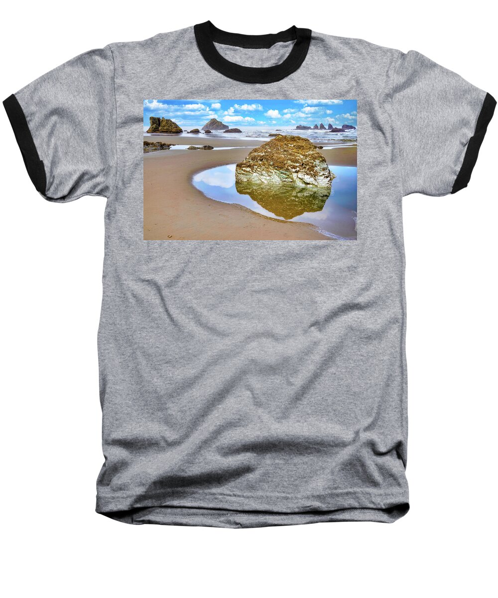 Water Baseball T-Shirt featuring the photograph Reflection Rock by Jerry Cahill