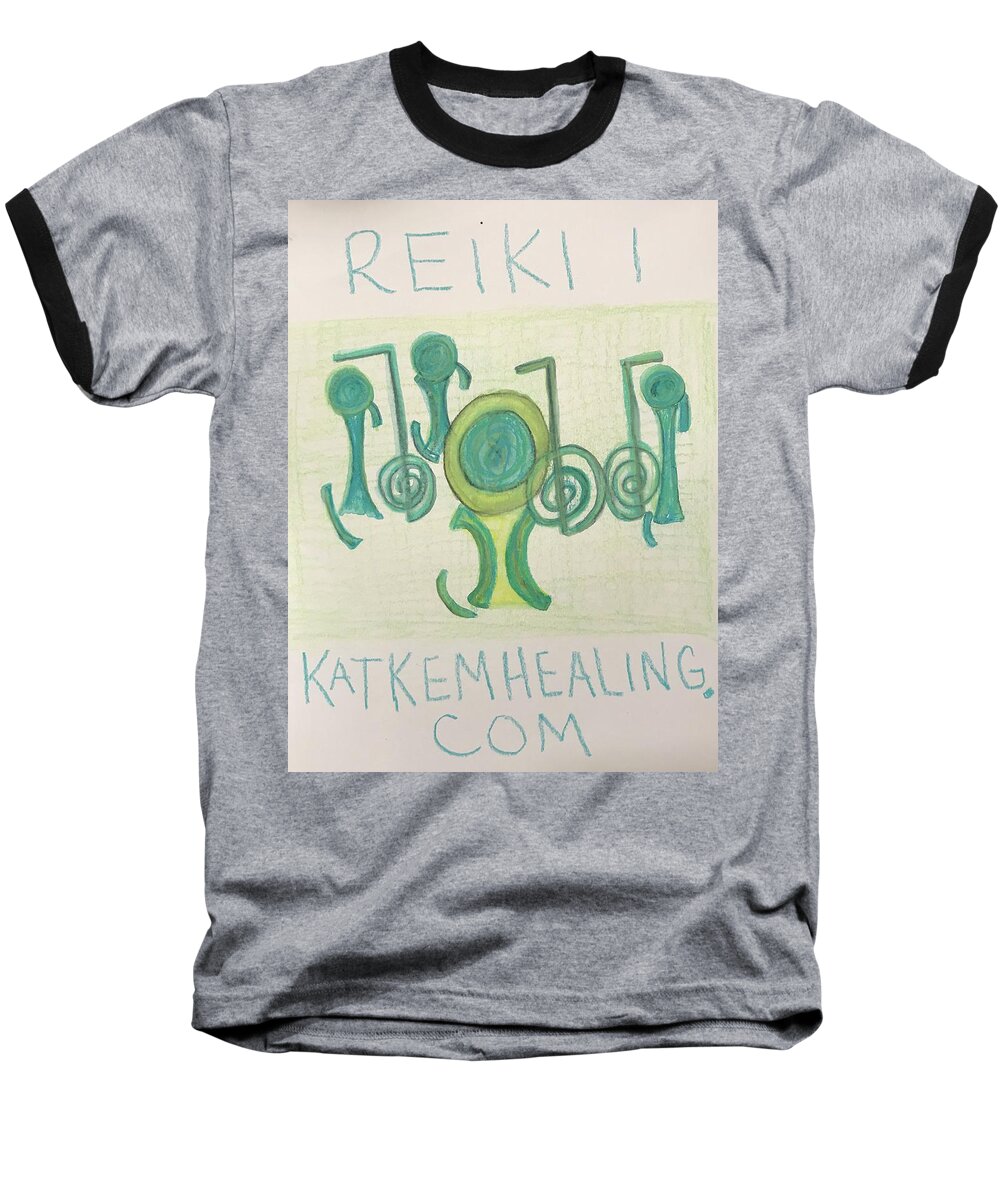 #healer Baseball T-Shirt featuring the painting Reiki Katkemhealing.com by Kat Kem Art