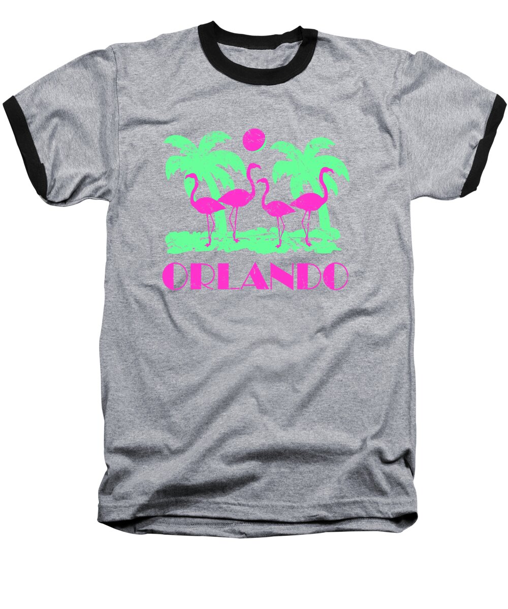 Funny Baseball T-Shirt featuring the digital art Retro Orlando Florida by Flippin Sweet Gear