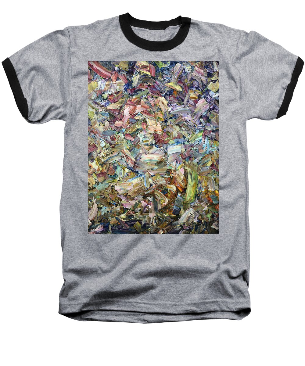 Abstract Baseball T-Shirt featuring the painting Roadside Fragmentation by James W Johnson