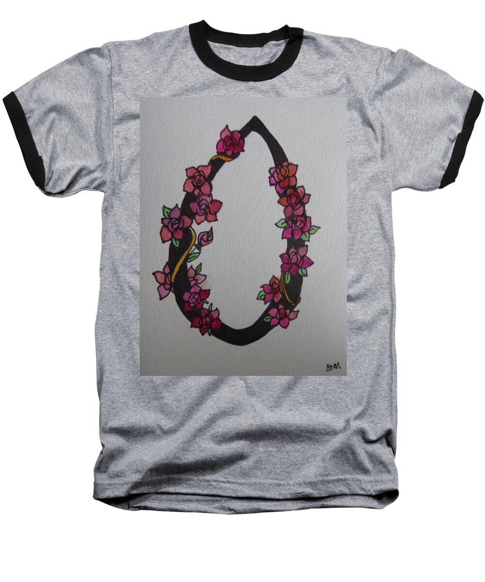  Baseball T-Shirt featuring the painting Roses O by Claudia Cole Meek