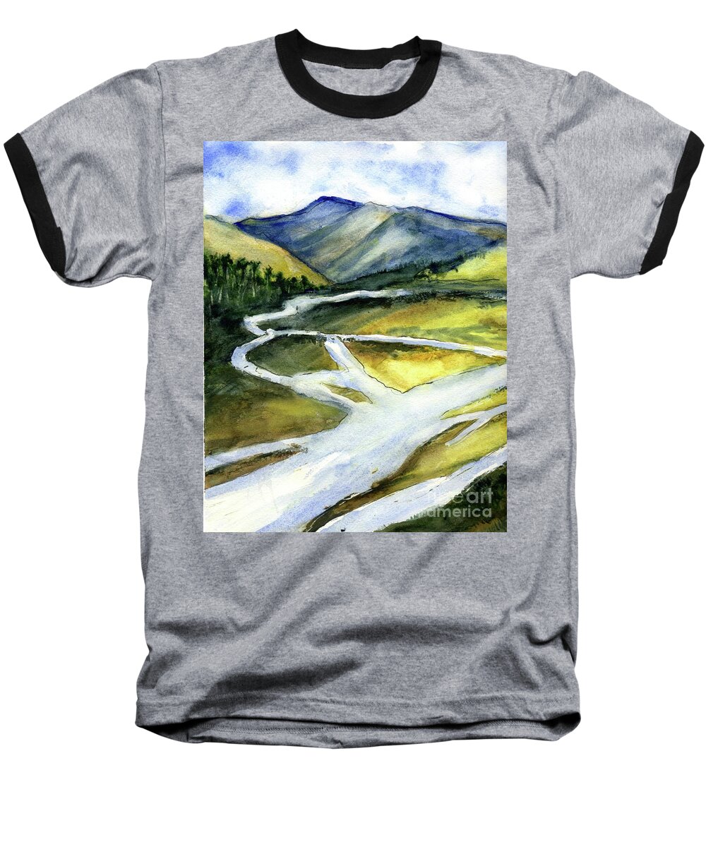 California Baseball T-Shirt featuring the painting Sacramento River Delta by Randy Sprout