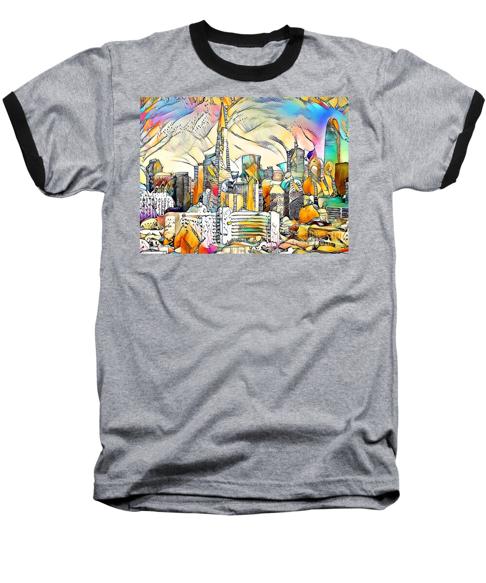 Wingsdomain Baseball T-Shirt featuring the photograph San Francisco Skyline in Surreal Abstract 20210114 by Wingsdomain Art and Photography