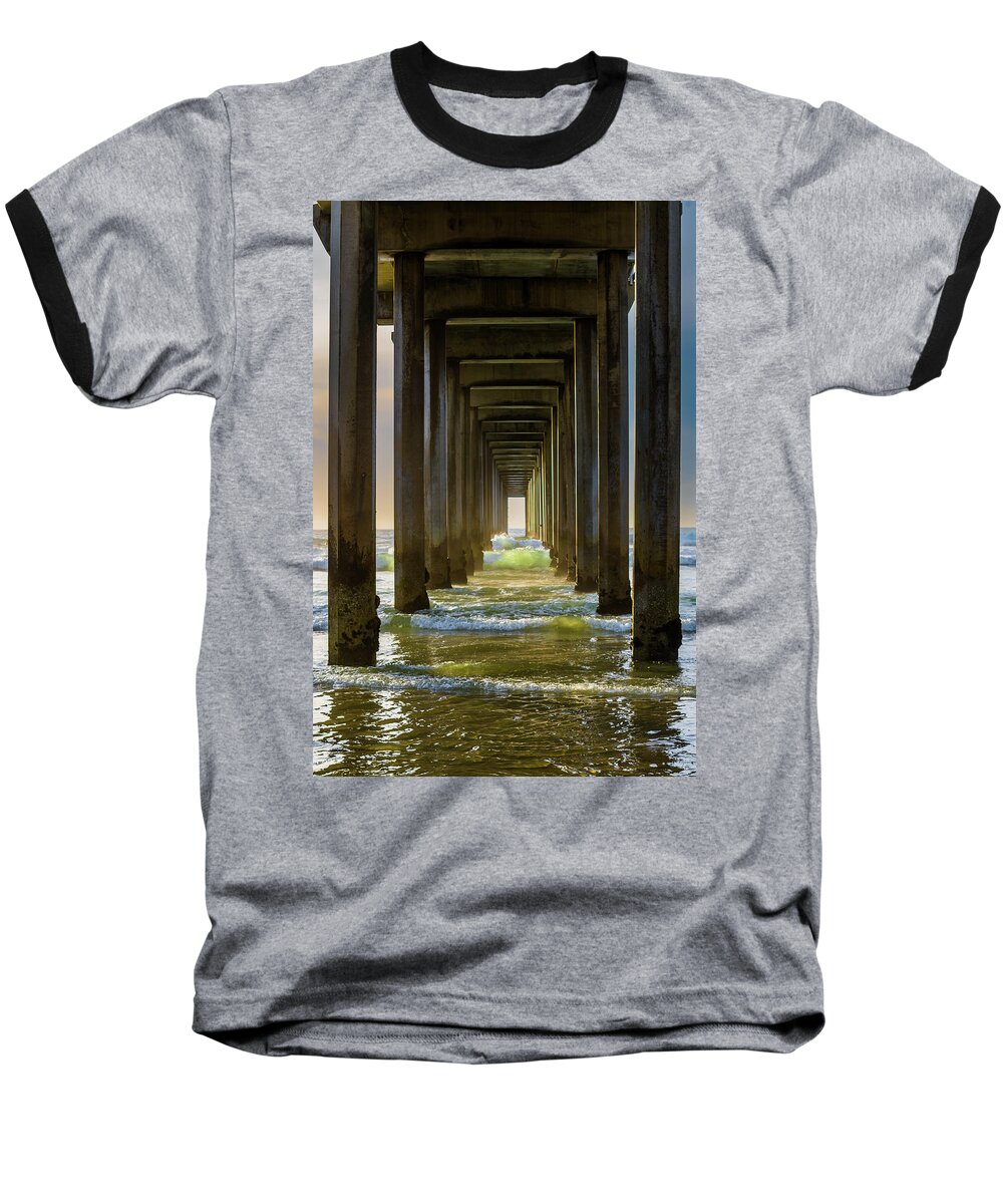 Fine Art Baseball T-Shirt featuring the photograph Scripp's Pier Sunset by Bryan Carter