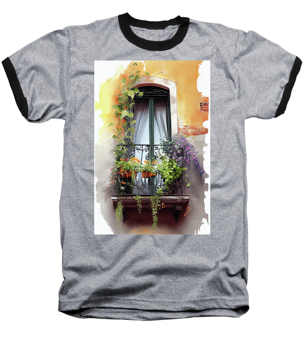 Serenity In Venice Baseball T-Shirt featuring the painting Serenity in Venice by Greg Collins