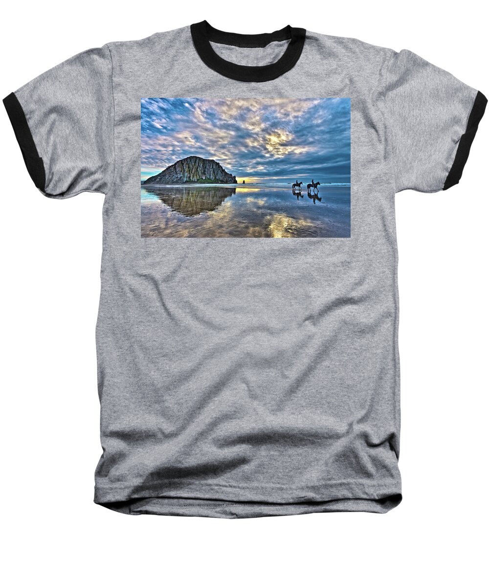 Morro Rock Baseball T-Shirt featuring the photograph Shadow Riders by Beth Sargent