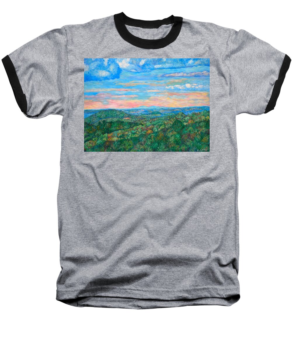 Landscape Baseball T-Shirt featuring the painting Shadows on a Ridge Near Rocky Knob by Kendall Kessler