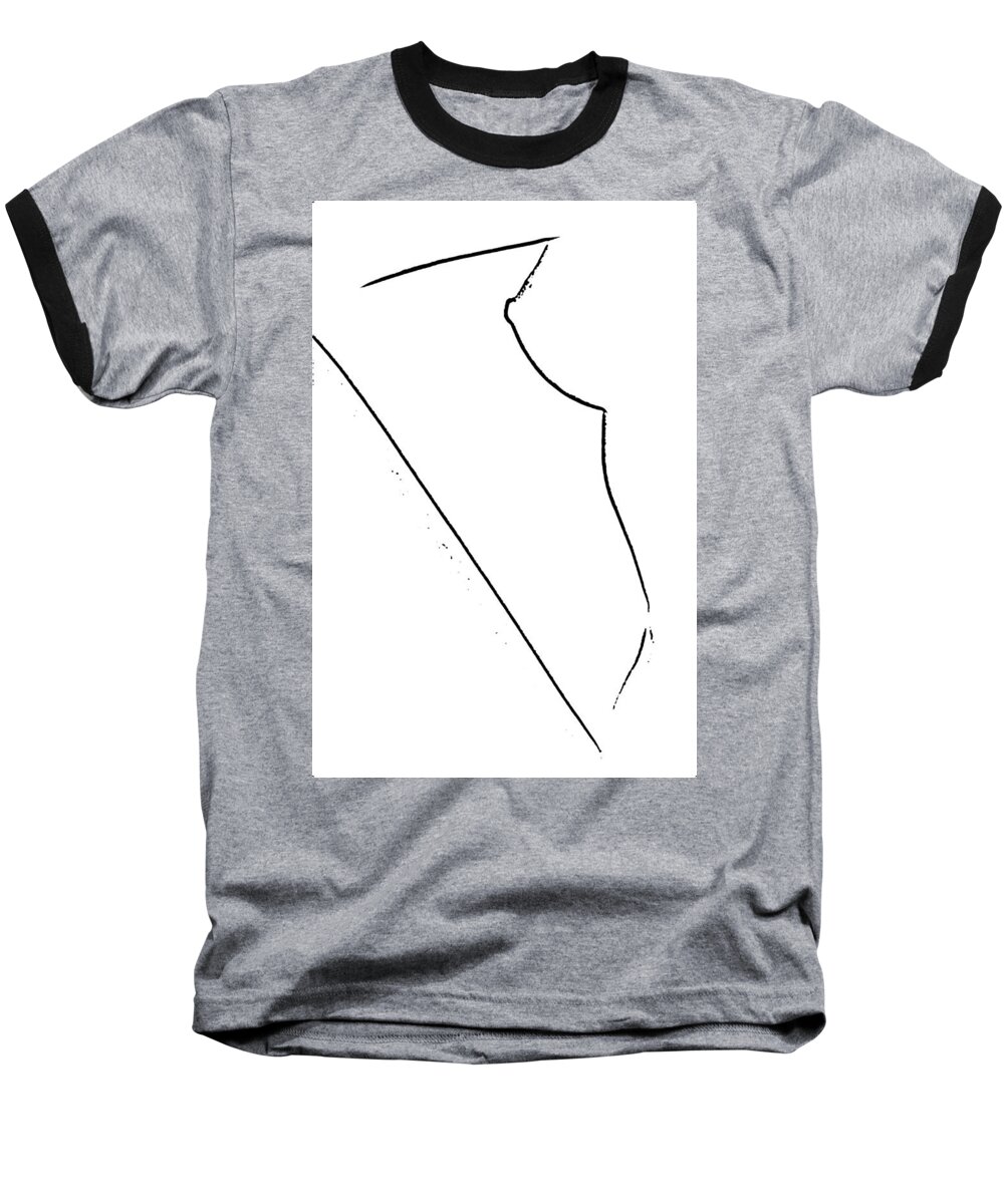 Leg Baseball T-Shirt featuring the drawing Sitting Nude - Line Drawing by Marianna Mills