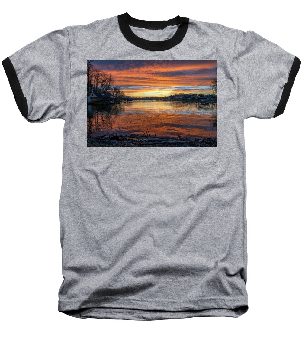 Sunset Baseball T-Shirt featuring the photograph Smith Mountain Lake by Allen Carroll