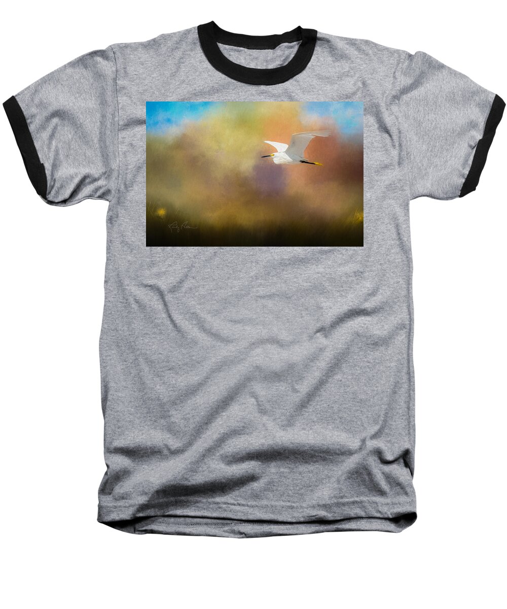 Snowy Egret Baseball T-Shirt featuring the digital art Snowy Egret by Randall Allen