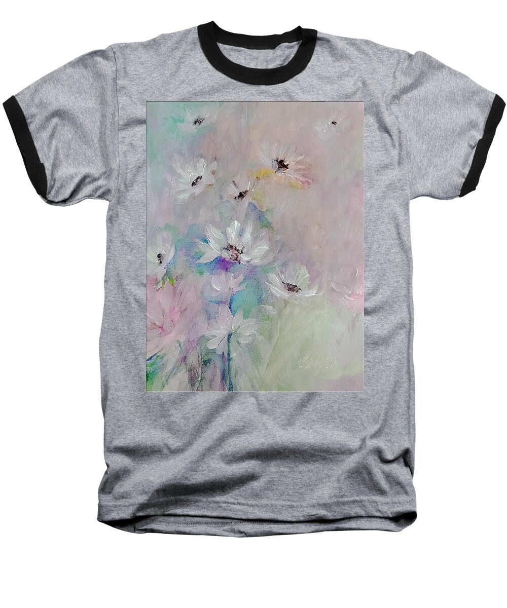 Daisies Baseball T-Shirt featuring the painting Soft Summer Daisies by Lisa Kaiser