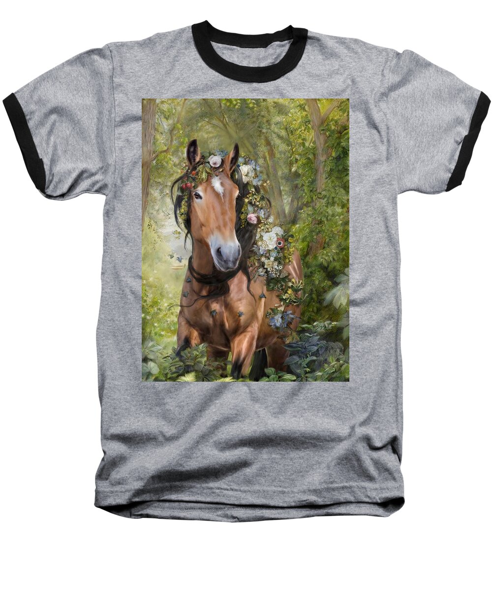 Horse Baseball T-Shirt featuring the digital art Song Of Forest by Dorota Kudyba