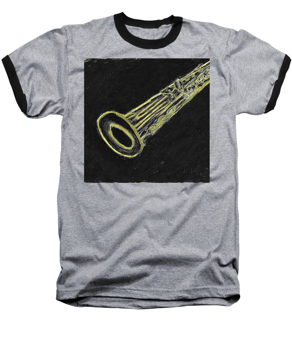 Sketch Baseball T-Shirt featuring the mixed media Soprano Gold on Black by Leon deVose