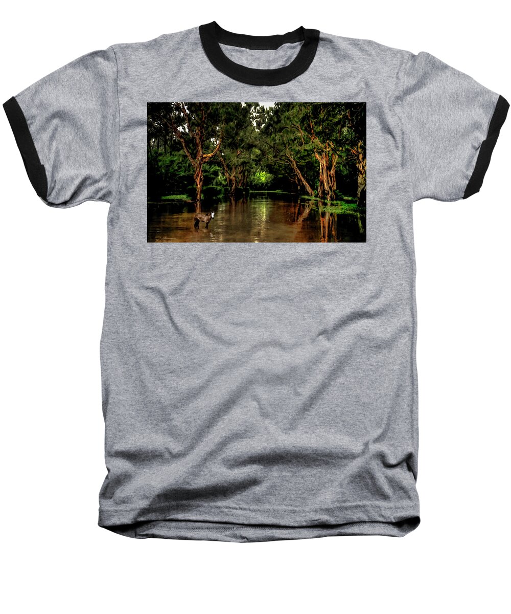 Pony Baseball T-Shirt featuring the photograph Spirit Pony in a Windswept Mangrove by Wayne King