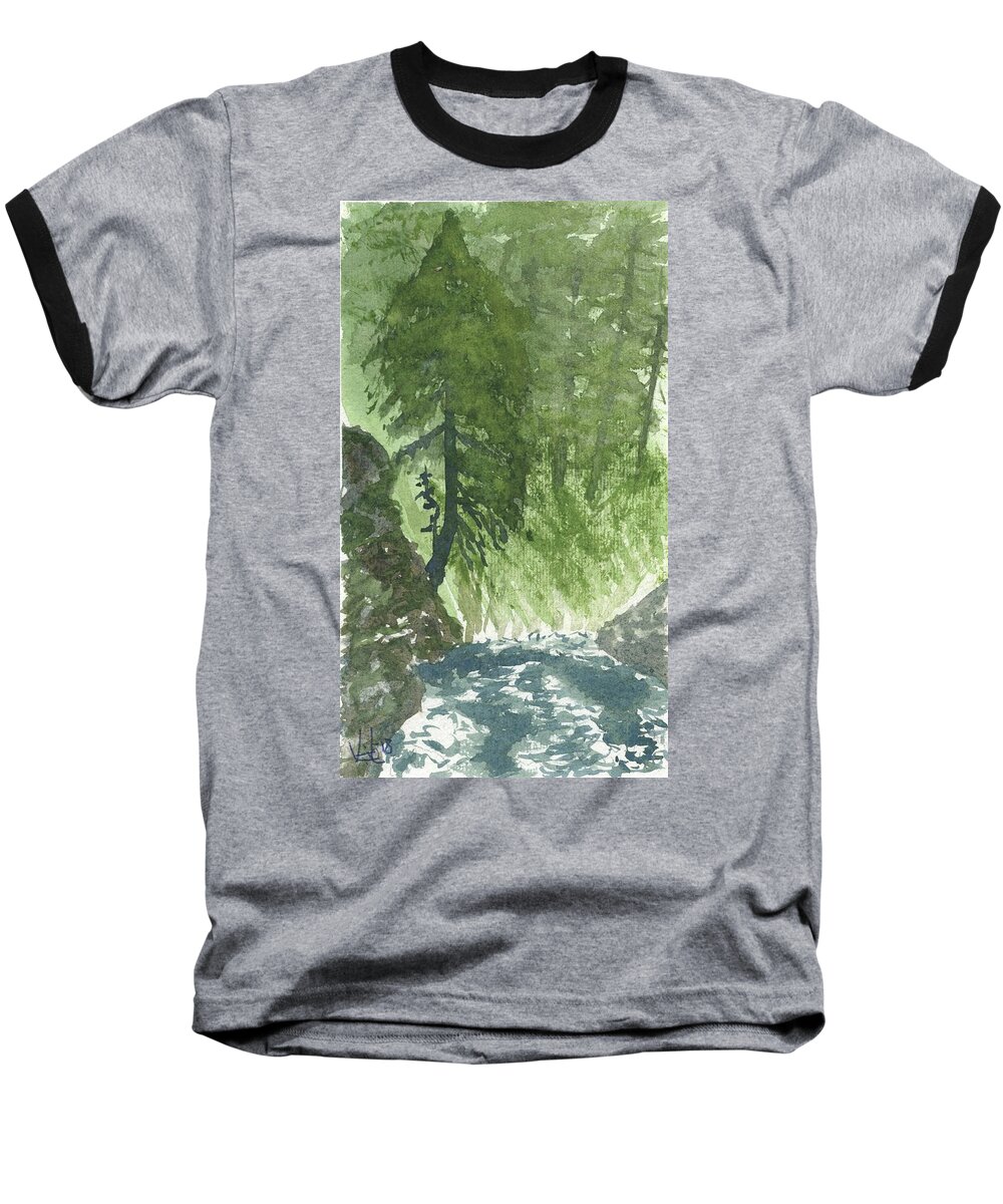 Trees Baseball T-Shirt featuring the painting Spring Runnoff in Sanders Creek by Victor Vosen