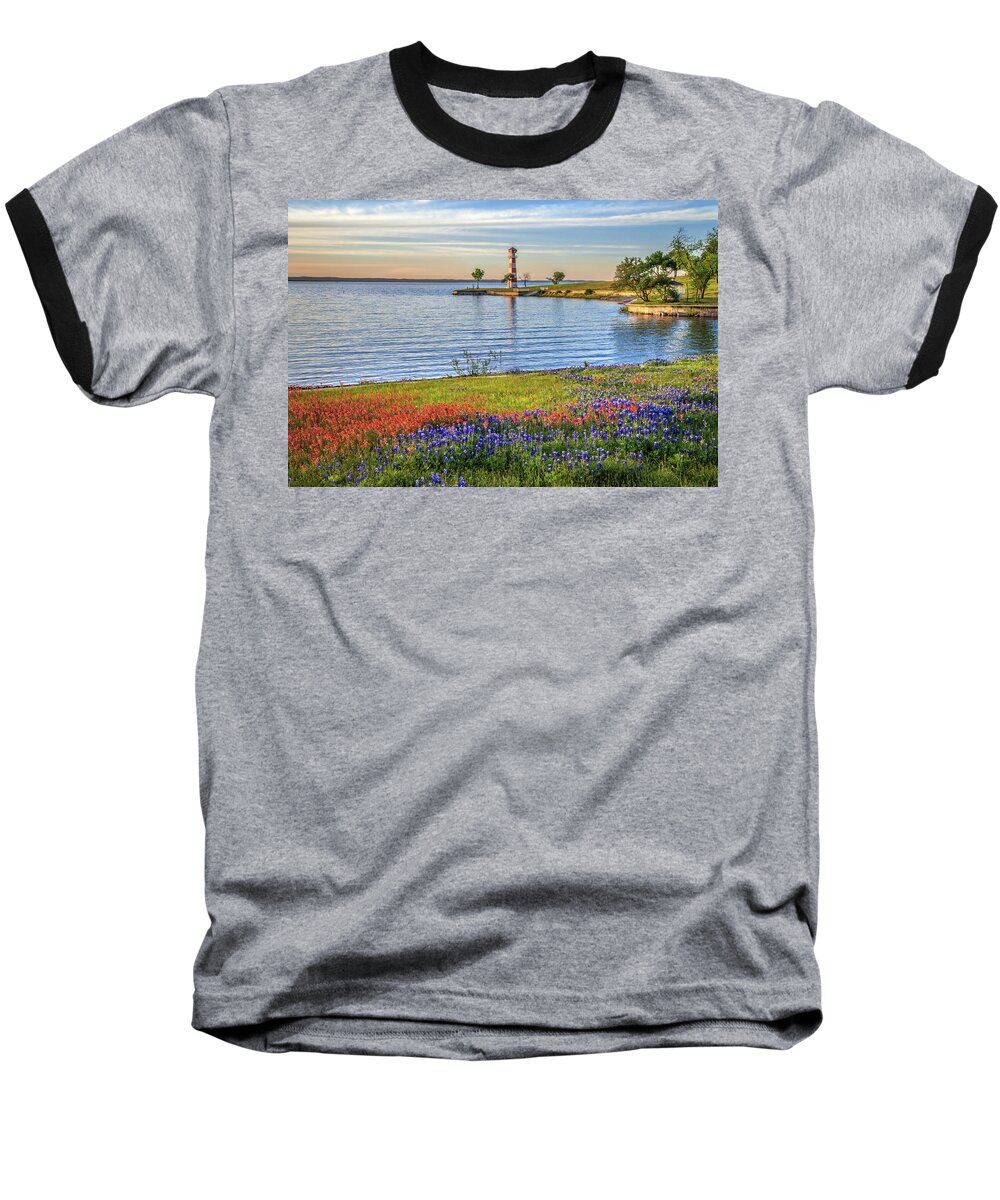 Bluebonnets Baseball T-Shirt featuring the photograph Spring Wildflowers of Lake Buchanan by Lynn Bauer