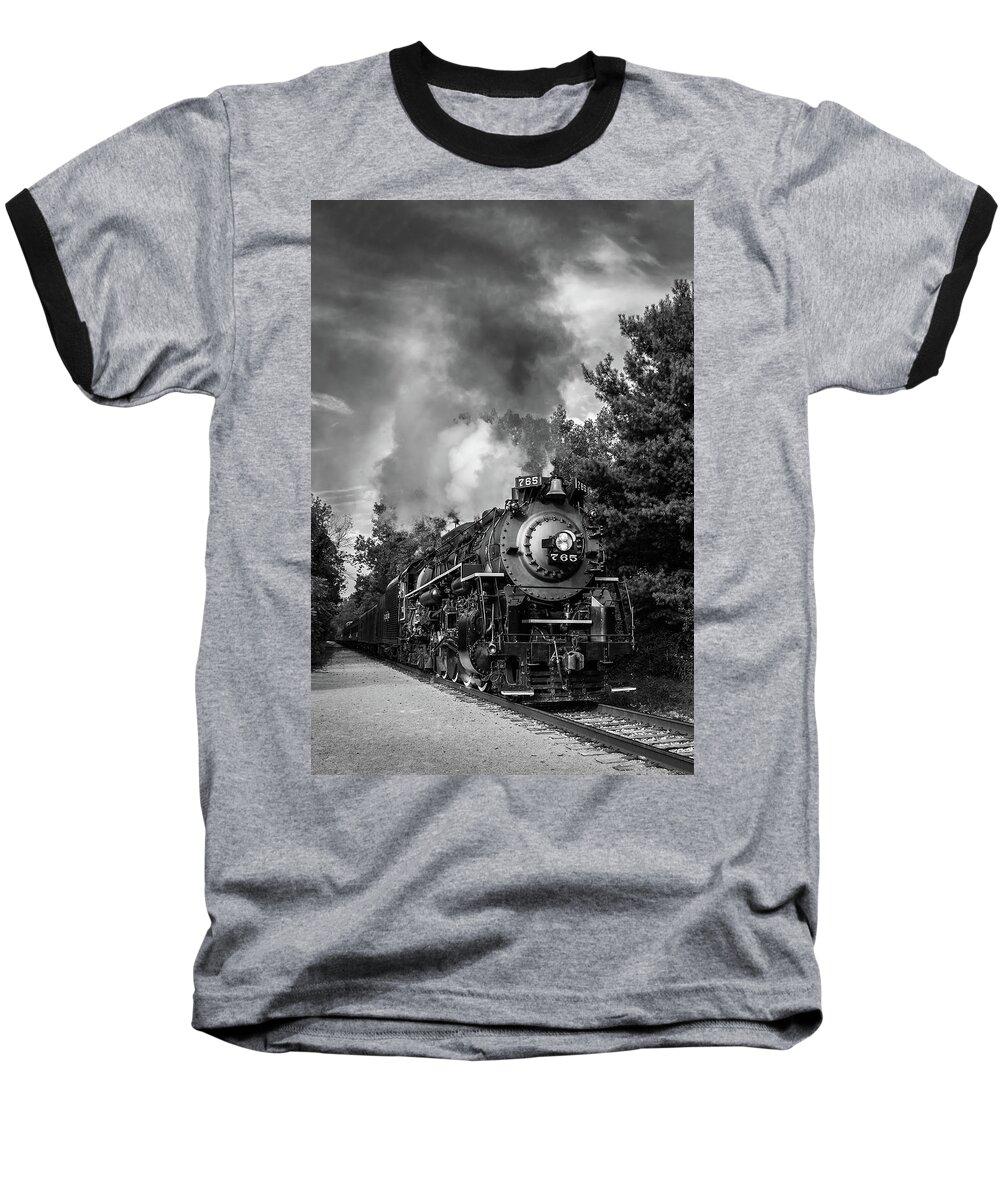 Train Baseball T-Shirt featuring the photograph Steam On The Rails by Dale Kincaid