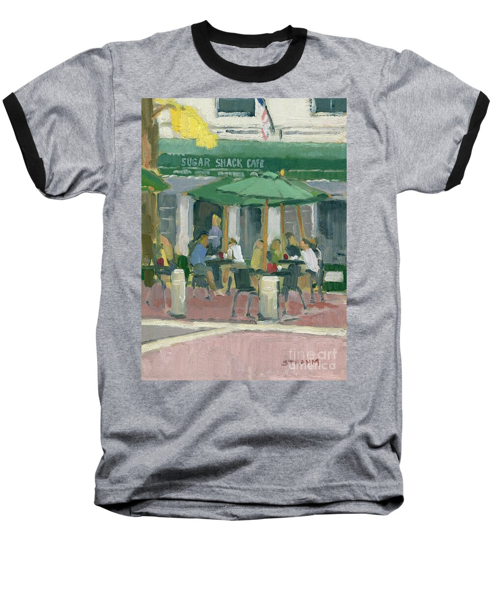 Sugar Shack Cafe Baseball T-Shirt featuring the painting Sugar Shack Cafe - Huntington Beach, California by Paul Strahm