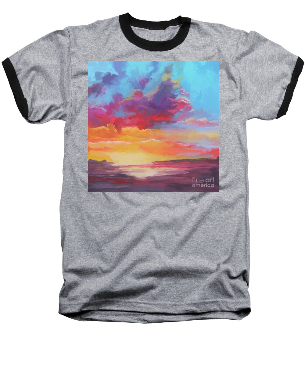 Sun Set Baseball T-Shirt featuring the painting Sun Set 02 by Tim Gilliland