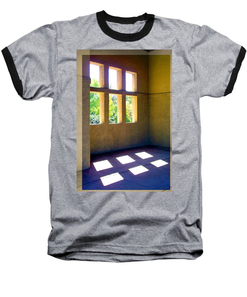 Architecture Baseball T-Shirt featuring the photograph Sun Thru Windows Adobe Architecture by Patrick Malon