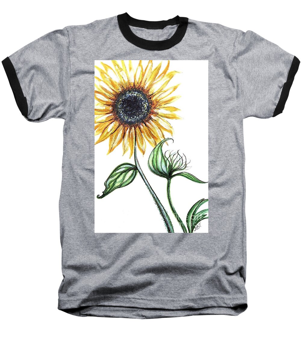 Sunflowers Baseball T-Shirt featuring the painting Sunflower Botanical by Elizabeth Robinette Tyndall