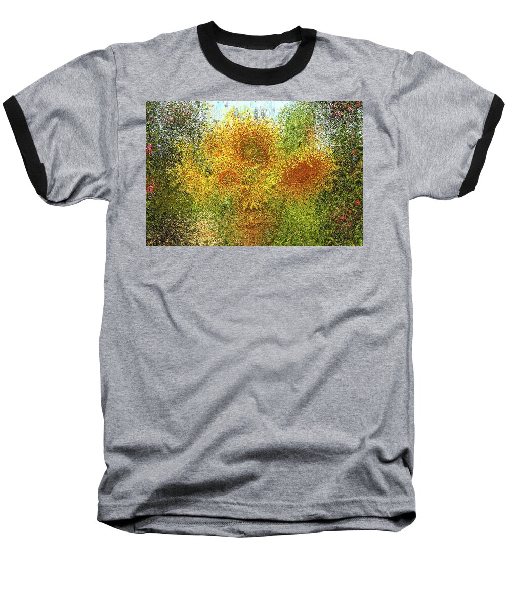 Sunflowers Baseball T-Shirt featuring the painting Sunflowers by Alex Mir