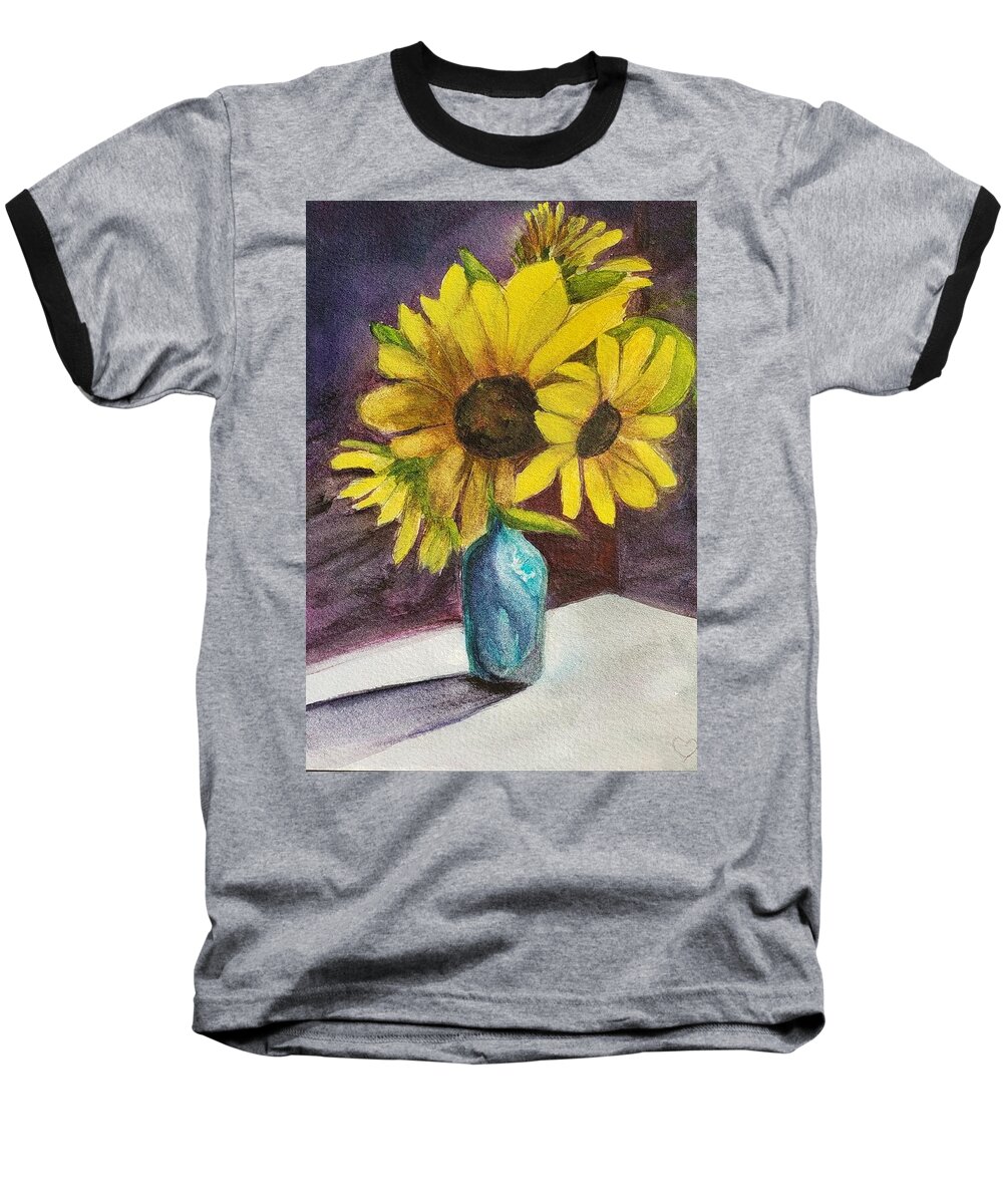 Sunflowers Baseball T-Shirt featuring the painting Sunflowers in Vase by Deahn Benware