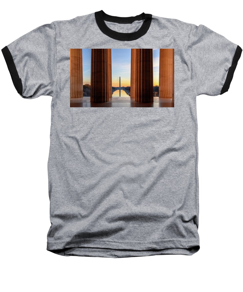 Washington Monument Baseball T-Shirt featuring the photograph Sunrise on the National Mall by Robert Miller
