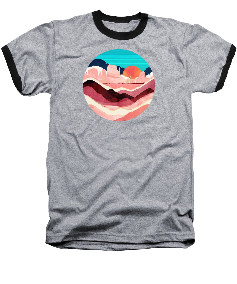 Sunset Baseball T-Shirt featuring the digital art Sunset Desert by Spacefrog Designs