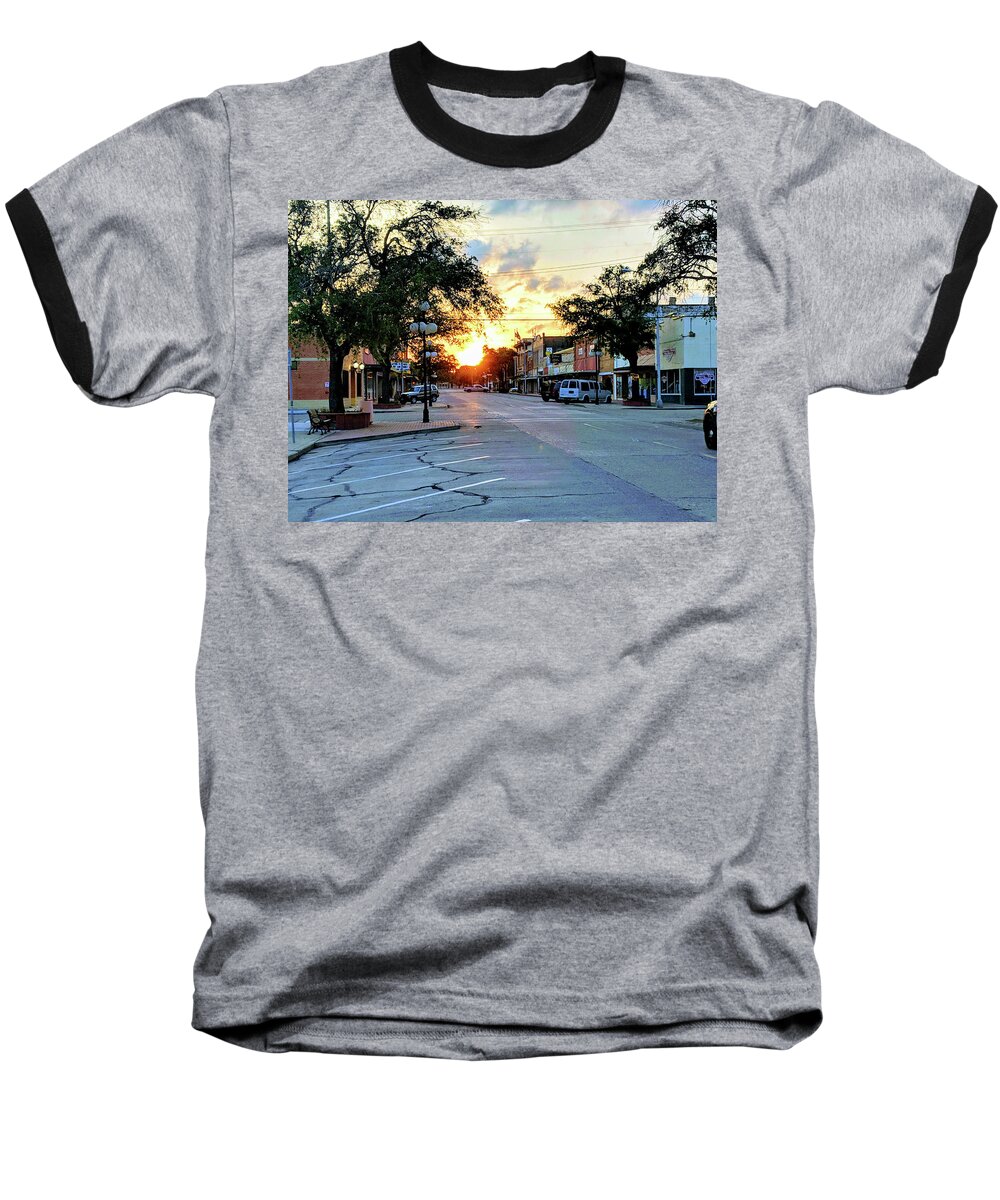 Sunset Baseball T-Shirt featuring the photograph Sunset Downtown by Tom DiFrancesca