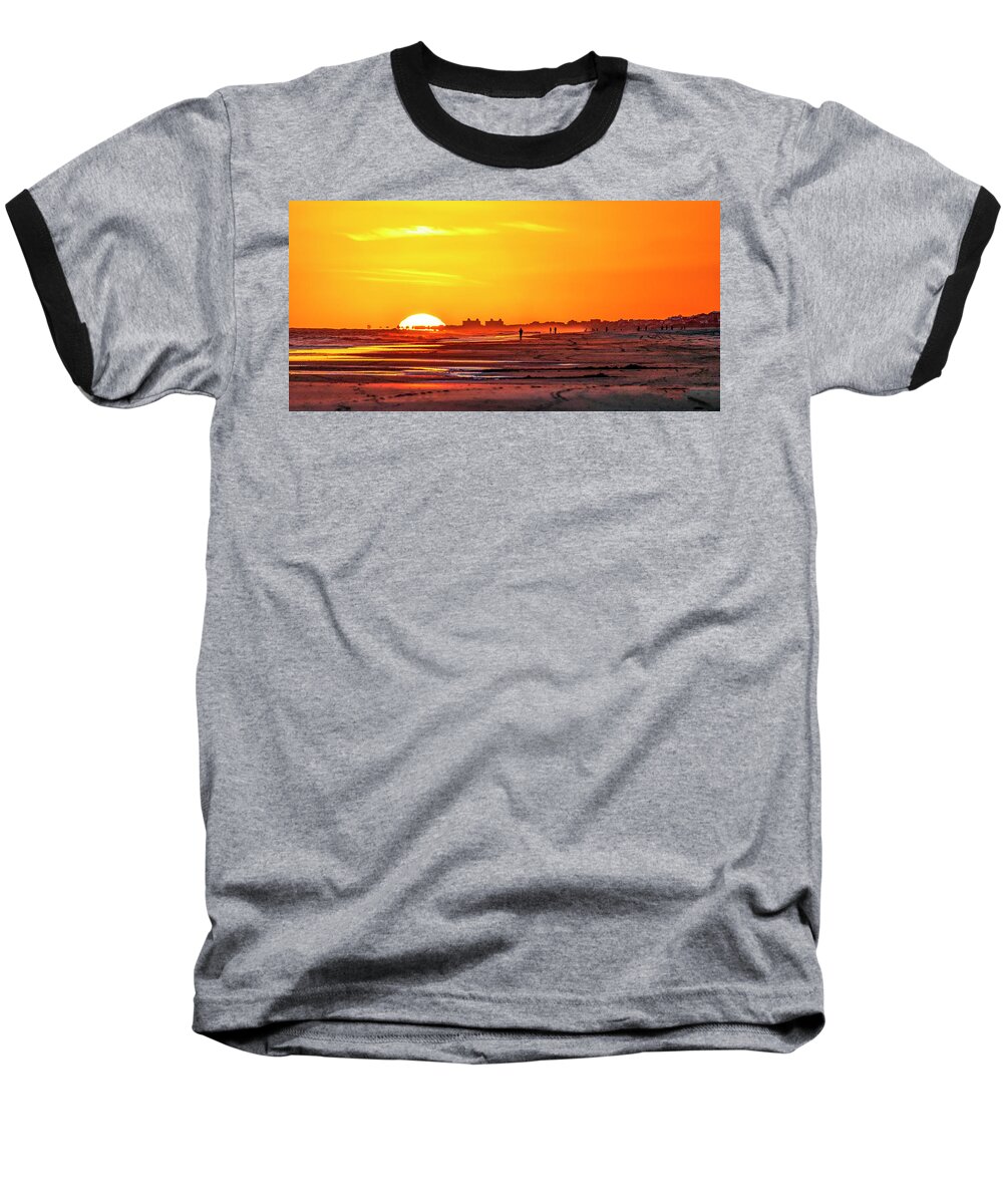 Sunset Baseball T-Shirt featuring the photograph Sunset on Indian Beach by Allen Carroll