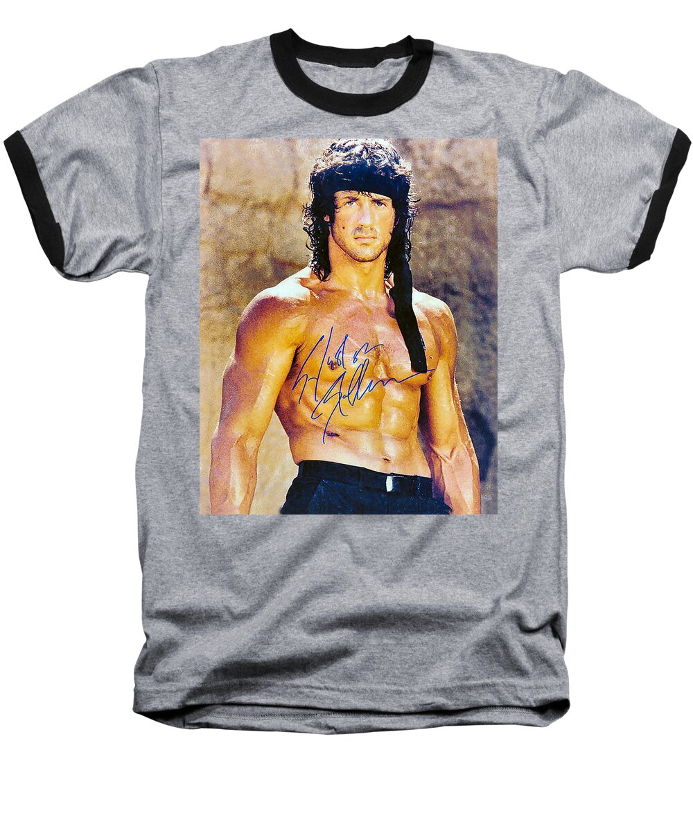Sylvester Stallone Baseball T-Shirt featuring the photograph Sylvester Stallone by Studio Release