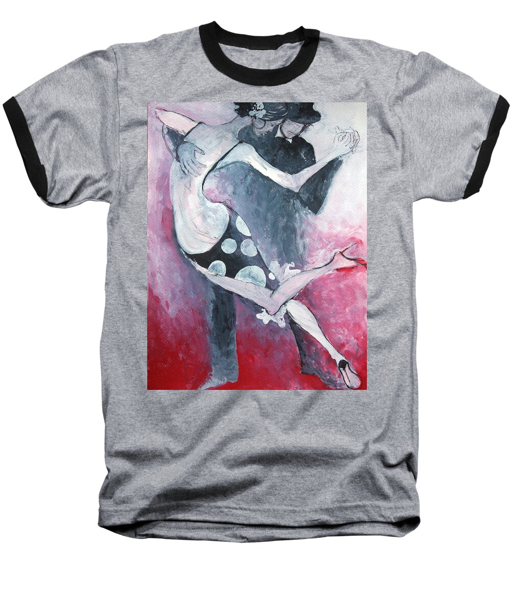 Dance Baseball T-Shirt featuring the painting Tango part 3 by Maya Manolova
