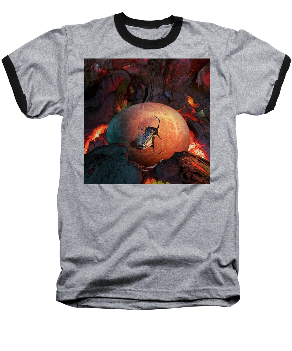 Elp Baseball T-Shirt featuring the digital art Tarkus Legacy 11-The Egg Chamber by Jerry LoFaro