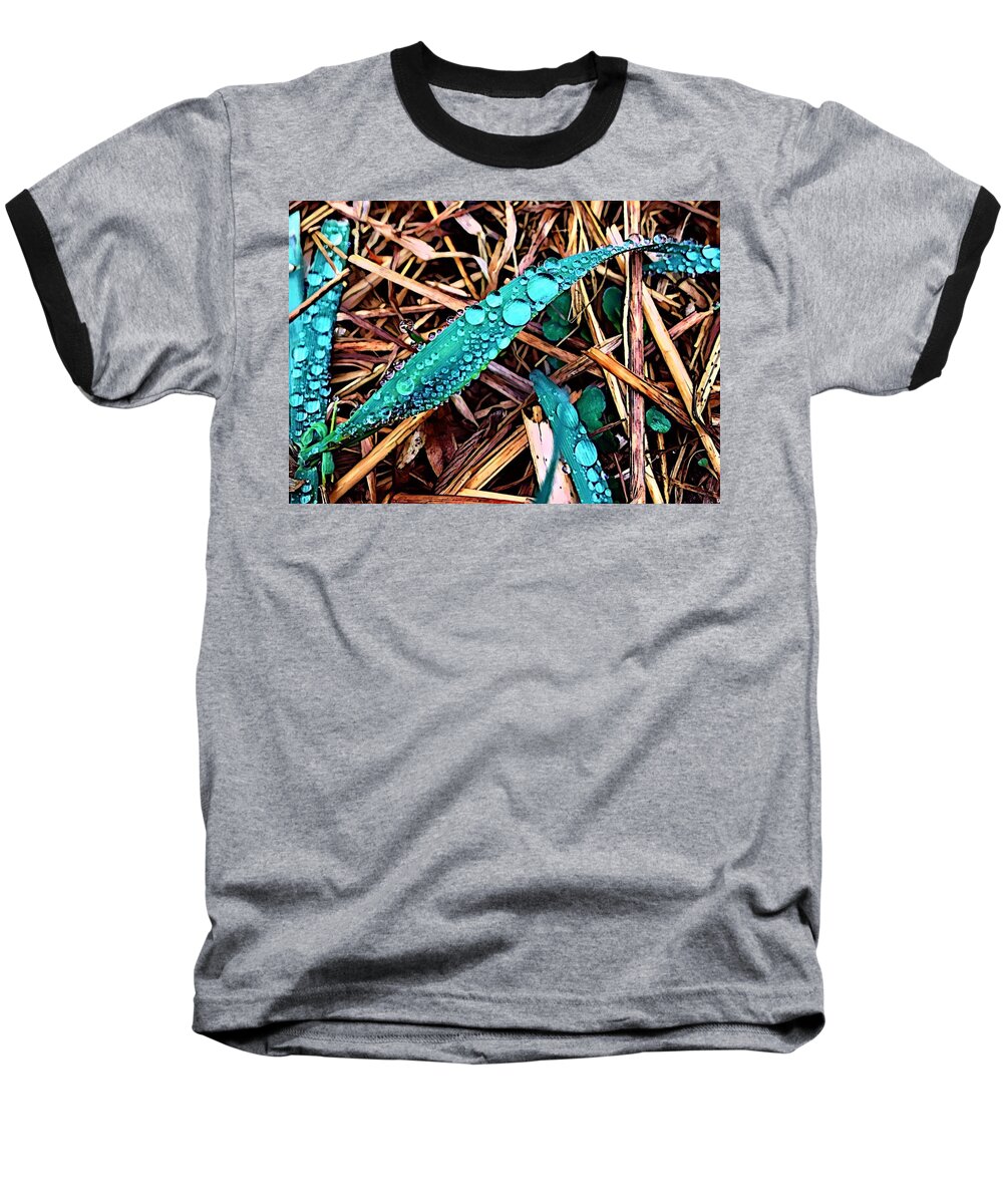  Baseball T-Shirt featuring the digital art Teal Droplets by Cindy Greenstein