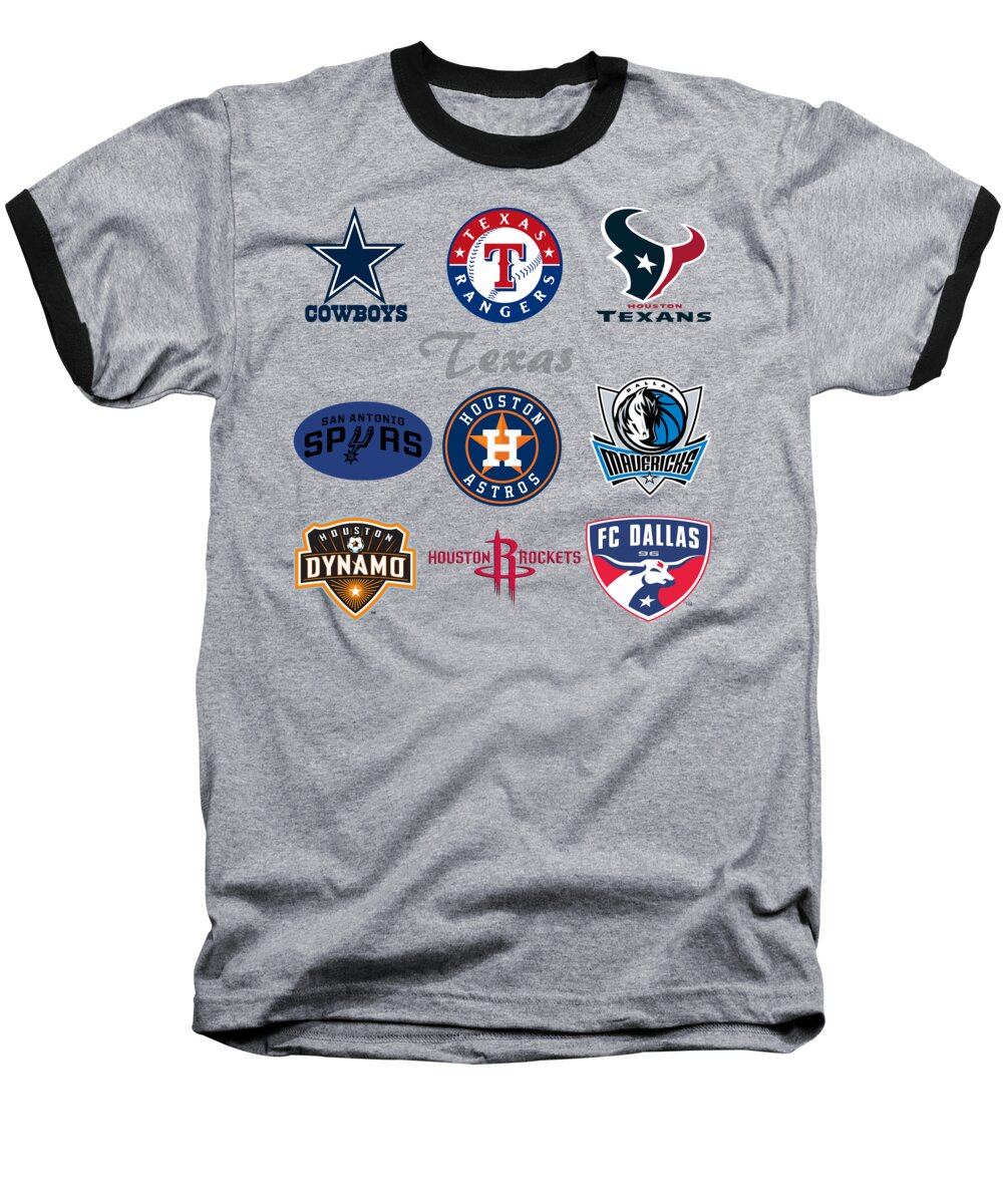 Texas Baseball T-Shirt featuring the mixed media Texas Professional Sport Teams by Movie Poster Prints