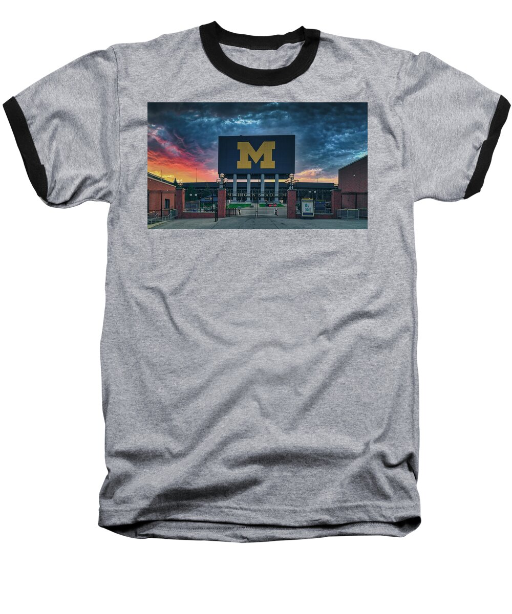 Michigan Stadium Baseball T-Shirt featuring the photograph The Big House by Mountain Dreams