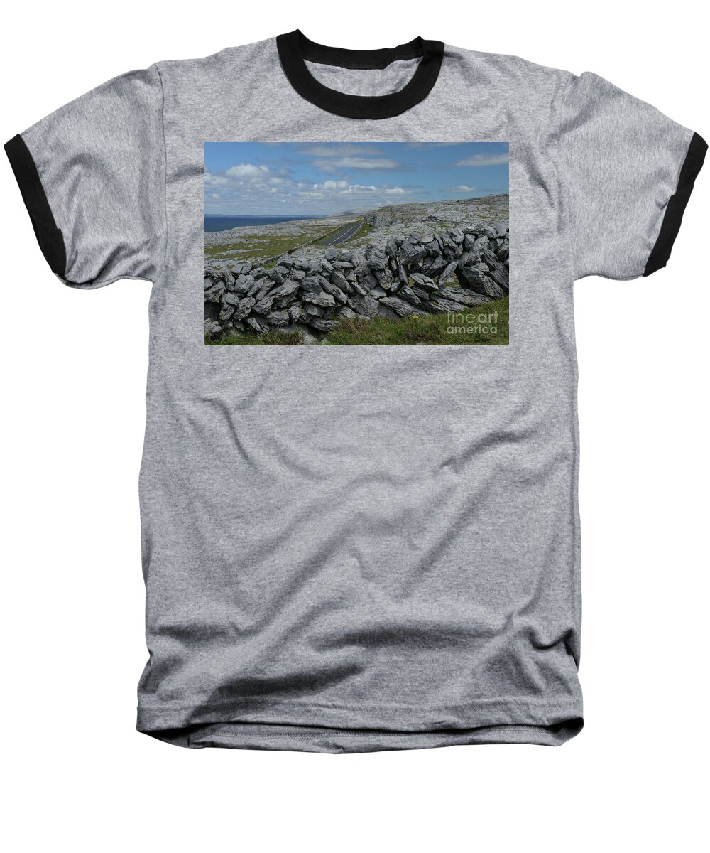 Burren Clare Ireland Photography Landscape Wildatlanticway Prints Canvas Sky Blue Rocks View Clouds Outdoors Wall Stone Baseball T-Shirt featuring the photograph The Burren Co Clare by Peter Skelton