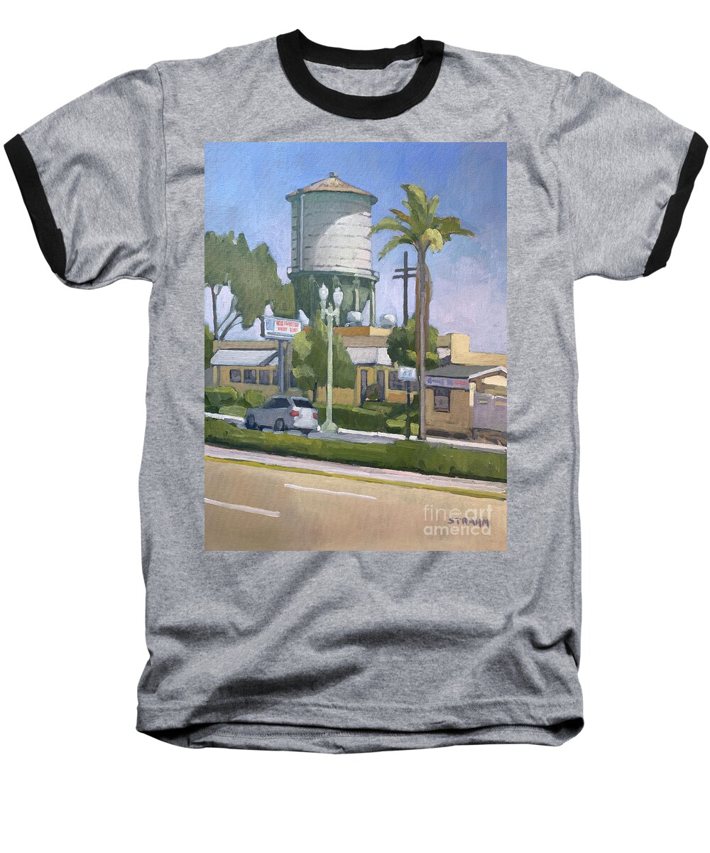North Park Baseball T-Shirt featuring the painting The Chicken Pie Shop, San Diego by Paul Strahm