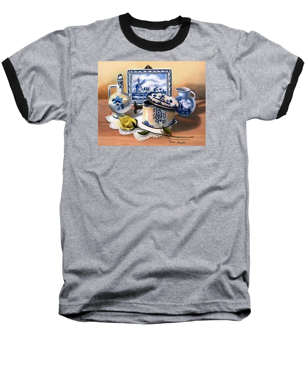 Oil On Linen Baseball T-Shirt featuring the painting The Delft Collection by Madeline Lovallo
