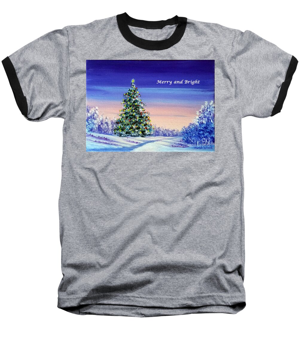 The Baseball T-Shirt featuring the painting The Discovery - Merry And Bright by Sarah Irland