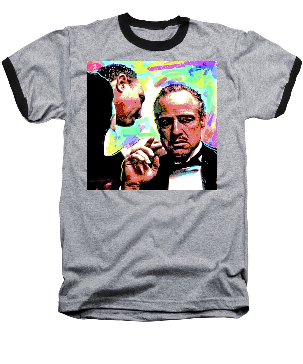 Movie Stars Baseball T-Shirt featuring the painting The Godfather - Marlon Brando by David Lloyd Glover