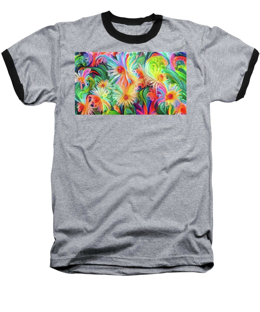 Dahlias Baseball T-Shirt featuring the digital art The Joy of Gardening - Dahlia Flowers by Peggy Collins